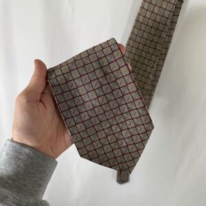 Robert Talbott Mark Shale Tie Men's 60" Beige Red 100% Silk 3.5" Wide